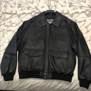 Reed Mens Leather Bomber Jacket, Black